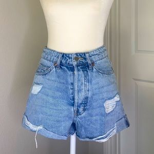 H&M Blue High-Waisted Demin Shorts